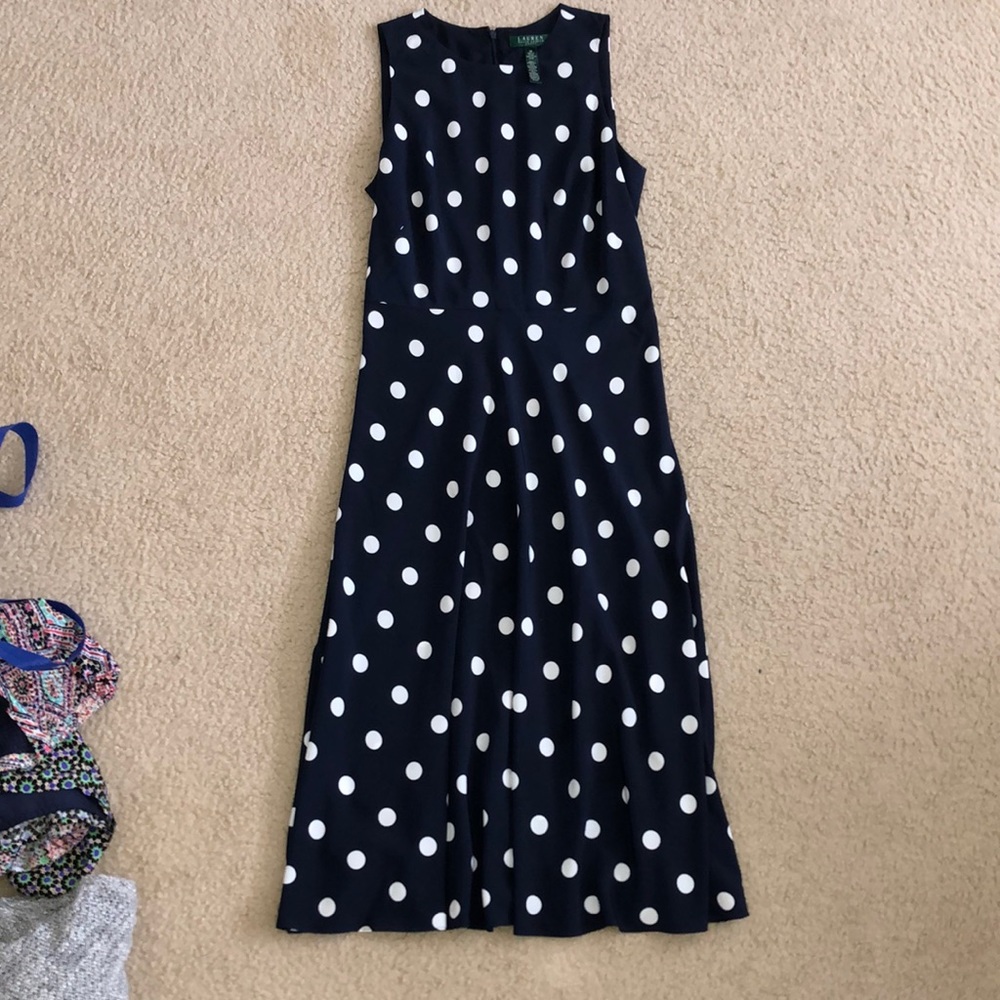 Navy Polka Dot Dress